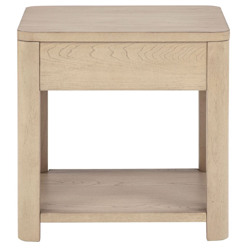 Marcelo Wood End Table with Drawer and Shelf Light Elm