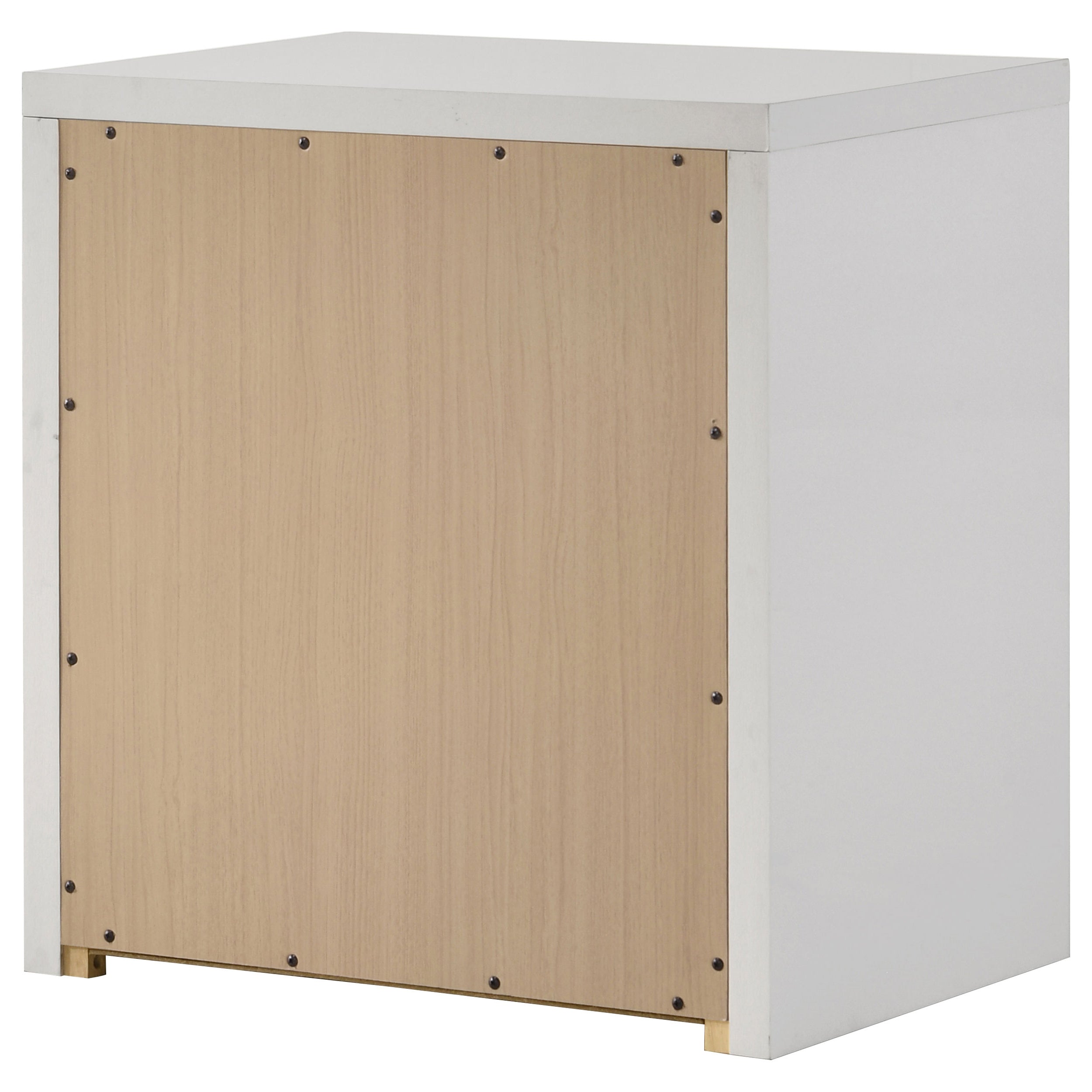 Viana Contemporary 2-Drawer Nightstand with Chrome Pulls White High Gloss