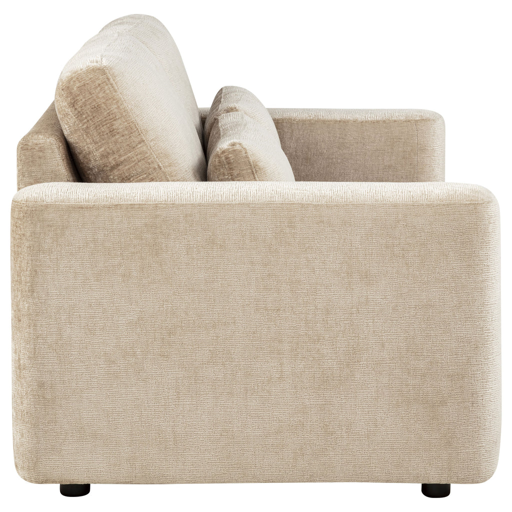Amador Chenille Upholstered Track Arm Loveseat Camel