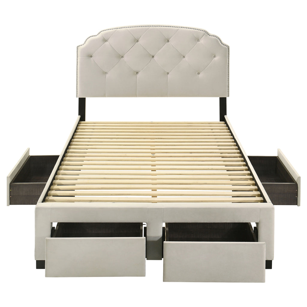 Marianna 4-drawer Upholstered Full Storage Bed Cream
