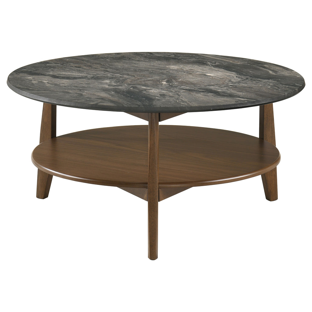 Bradley 3-Piece Round SmartTop Coffee Table Set Smokey Grey and Brown