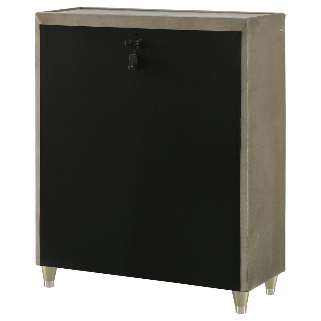 Lorient 5-drawer LED Chest of Drawers Ivory and Camel