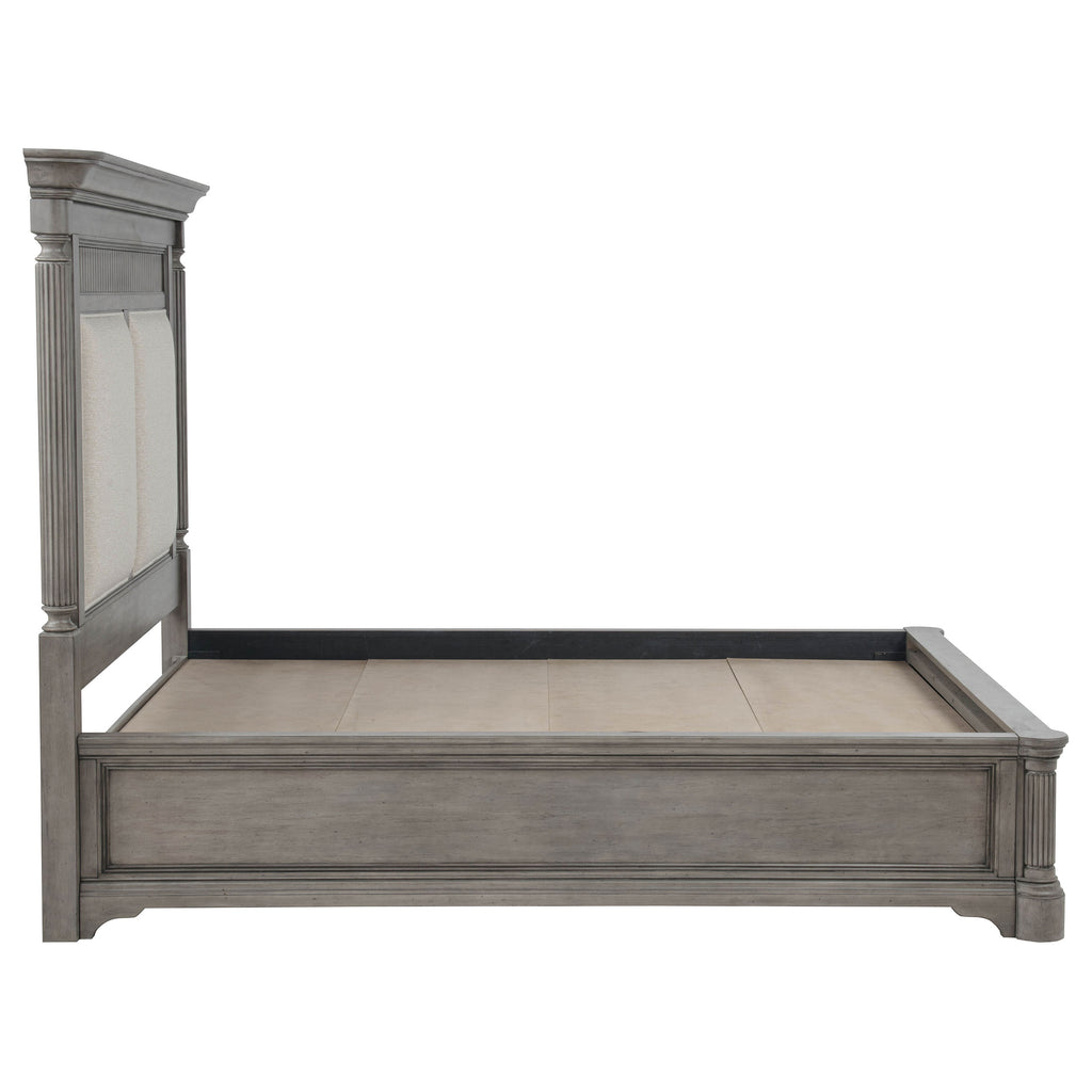 Cresswell Queen Upholstered Storage Platform Bed Weathered Taupe