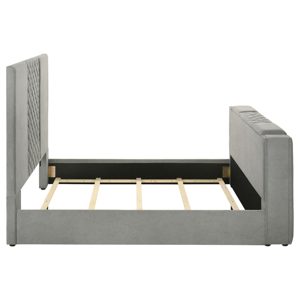 Tara 61-inch Upholstered Queen Panel TV Bed Grey