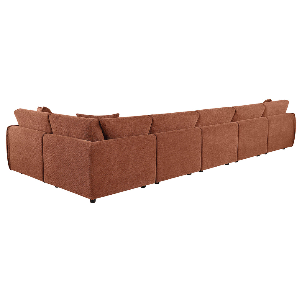 Elysia 6-piece Fabric Upholstered Modular Sectional Sofa Coral