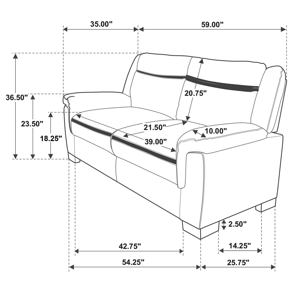 Arabella 2-piece Upholstered Padded Arm Sofa Set Grey