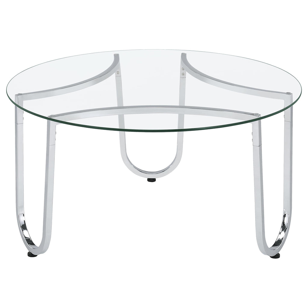 Beller 3-piece Round Tempered Glass Top Coffee Table Set Chrome
