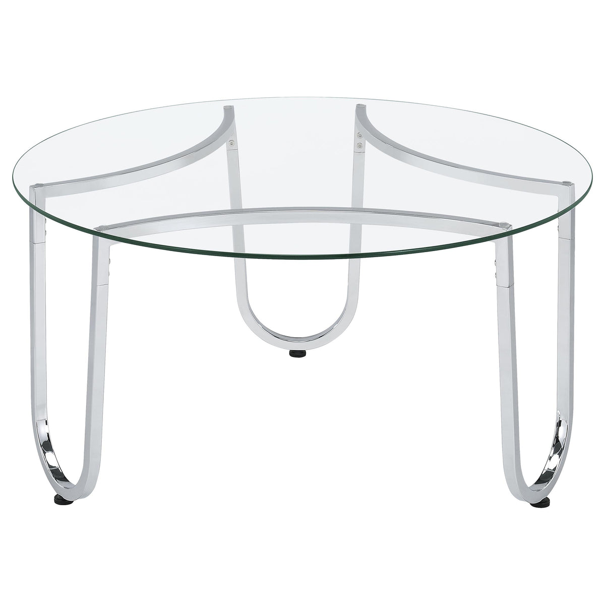 Beller 3-piece Round Tempered Glass Top Coffee Table Set Chrome