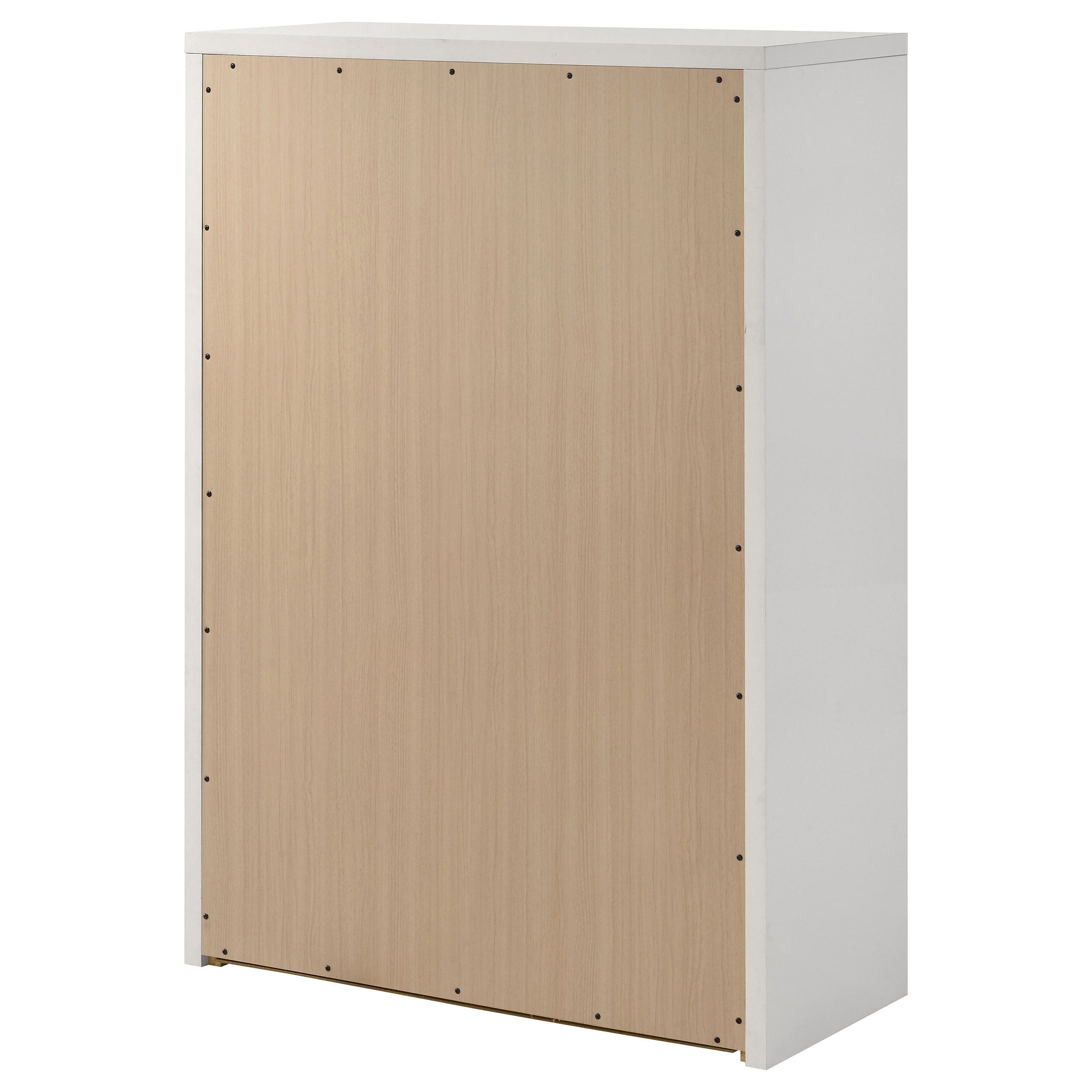 Viana 5-Drawer Chest of Drawers with Chrome Pulls White High Gloss