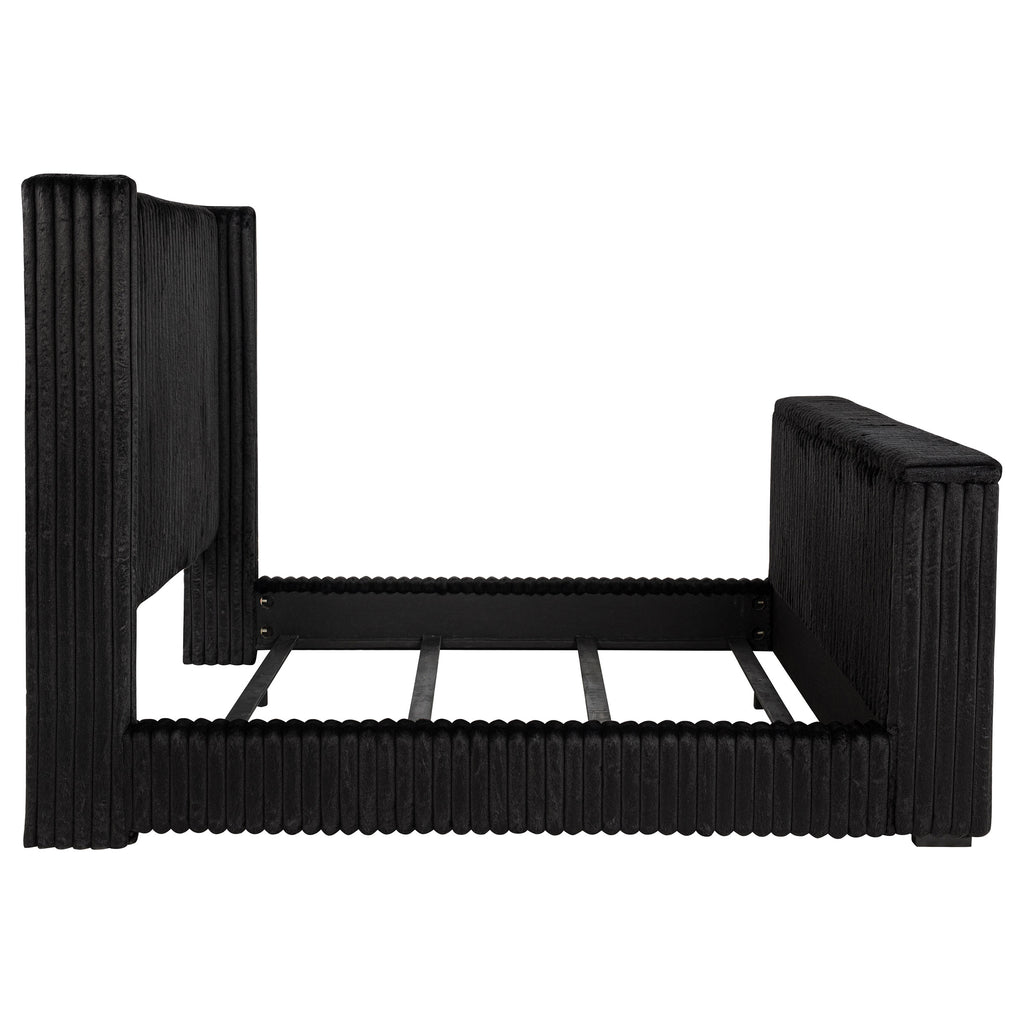 Centergrove Upholstered Eastern King Wingback TV Bed Black