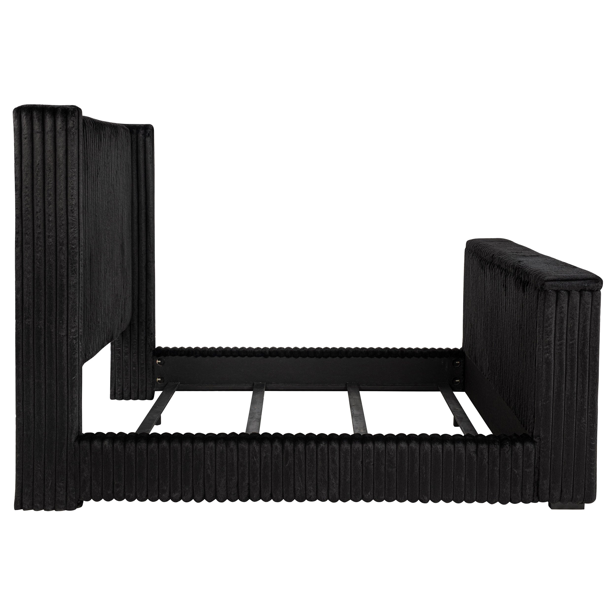 Centergrove Upholstered Eastern King Wingback TV Bed Black
