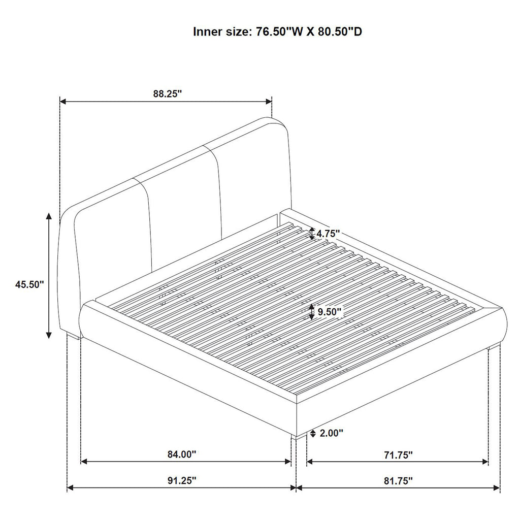 Mokena 46-inch Upholstered Eastern King Platform Bed Brown