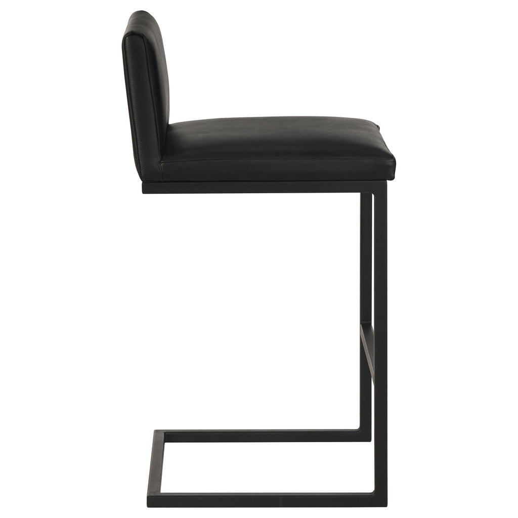 Vardon Genuine Leather Bar Stool Black (Set of 2)