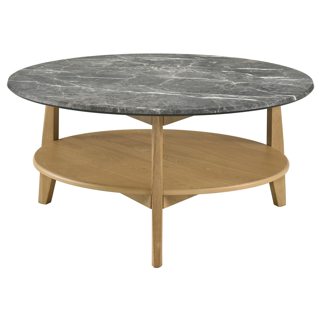 Bradley 3-Piece Round SmartTop Coffee Table Set Grey and Natural