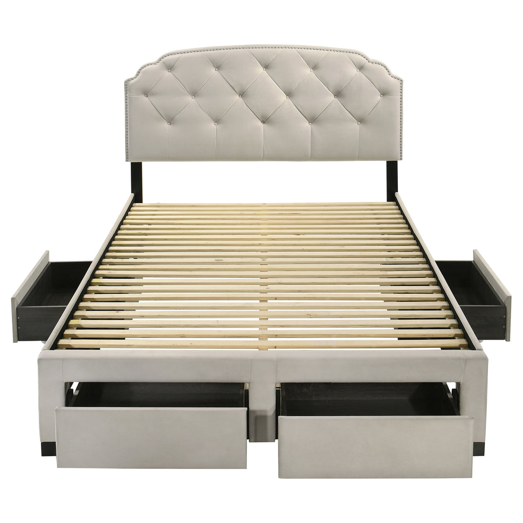 Marianna 4-drawer Upholstered Queen Storage Bed Cream