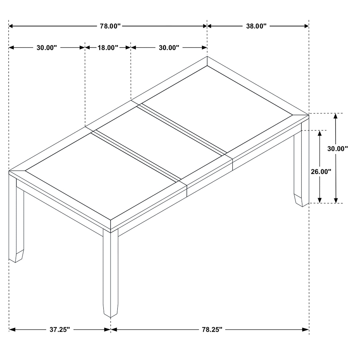 Elodie Rectangular 78-inch Extension Leaf Dining Table Black