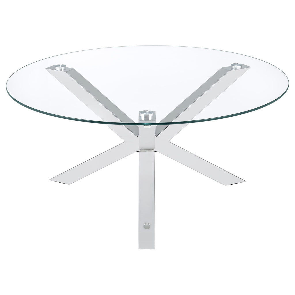 Kenzie 2-piece Round Coffee and End Table Set Chrome