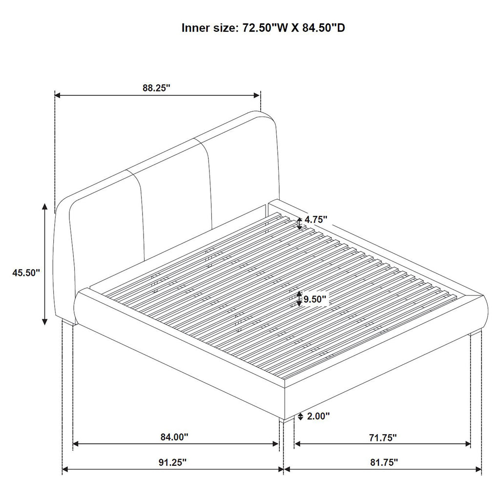 Mokena 46-inch Upholstered California King Platform Bed Taupe