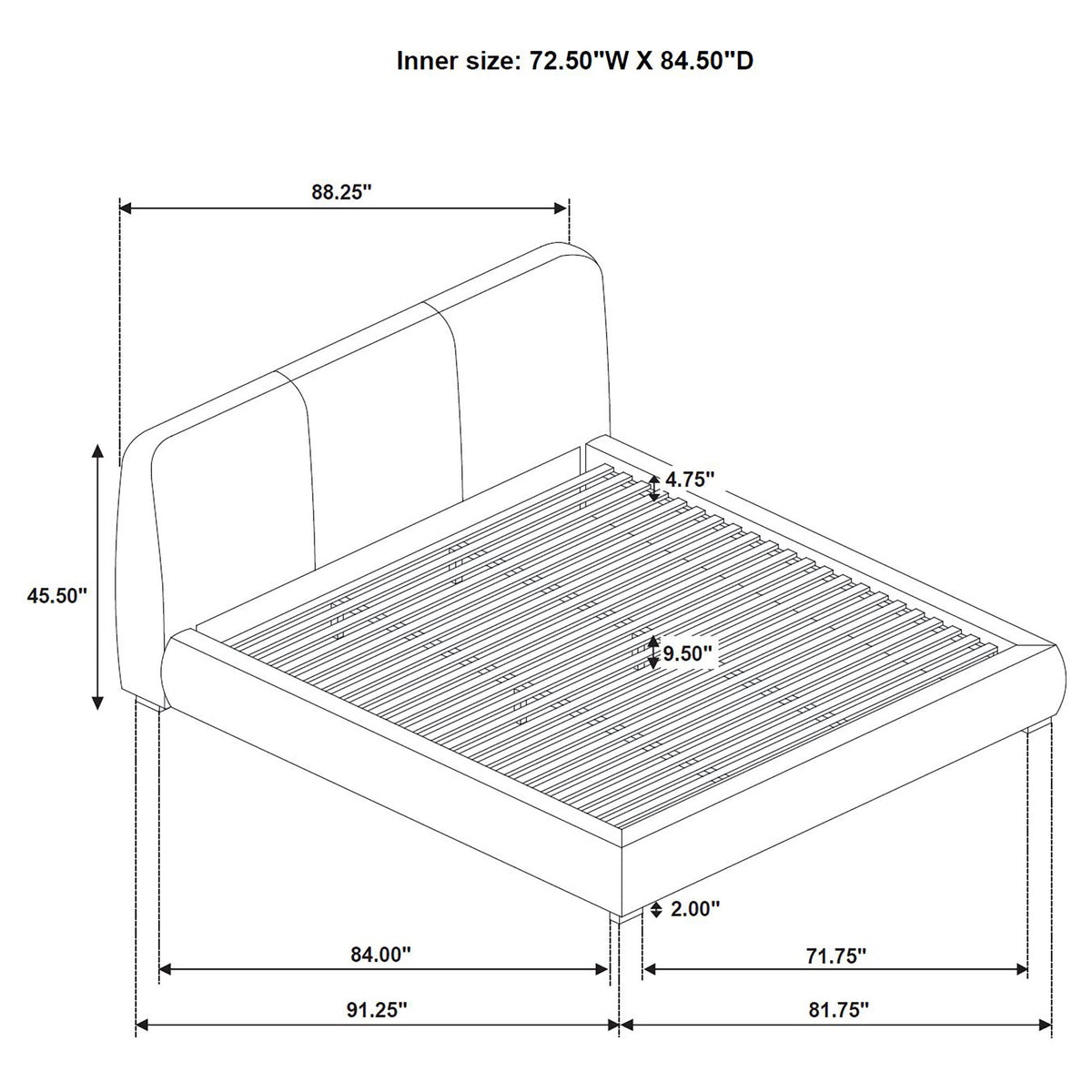 Mokena 46-inch Upholstered California King Platform Bed Taupe