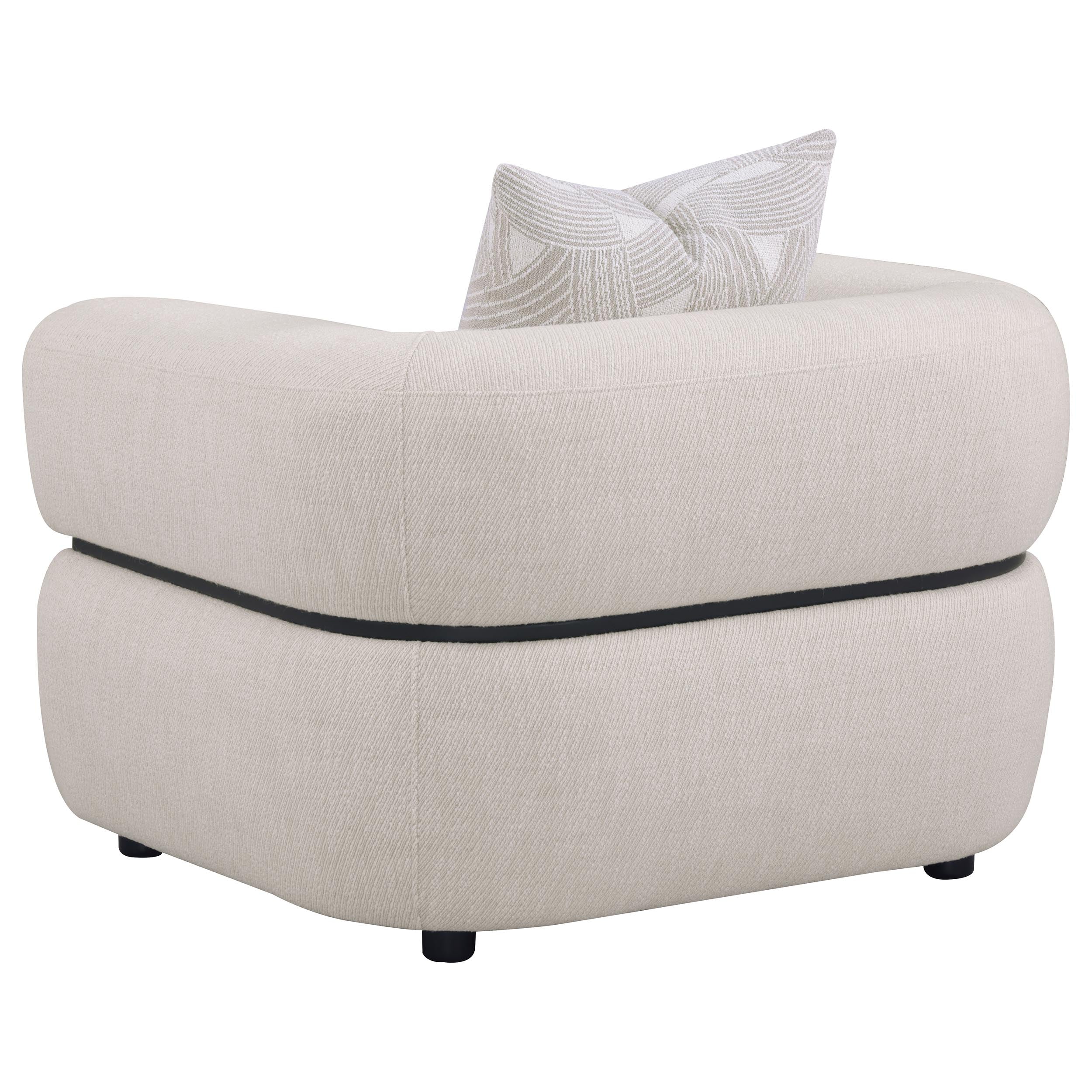 Jeanette 3-piece Fabric Upholstered Round Arm Sofa Set Beige