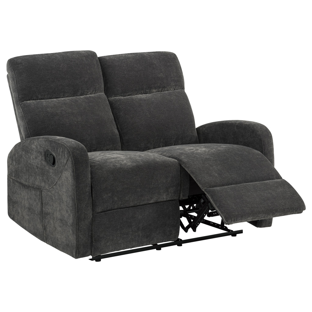Hamilton 3-piece Chenille Manual Reclining Sofa Set Charcoal Grey