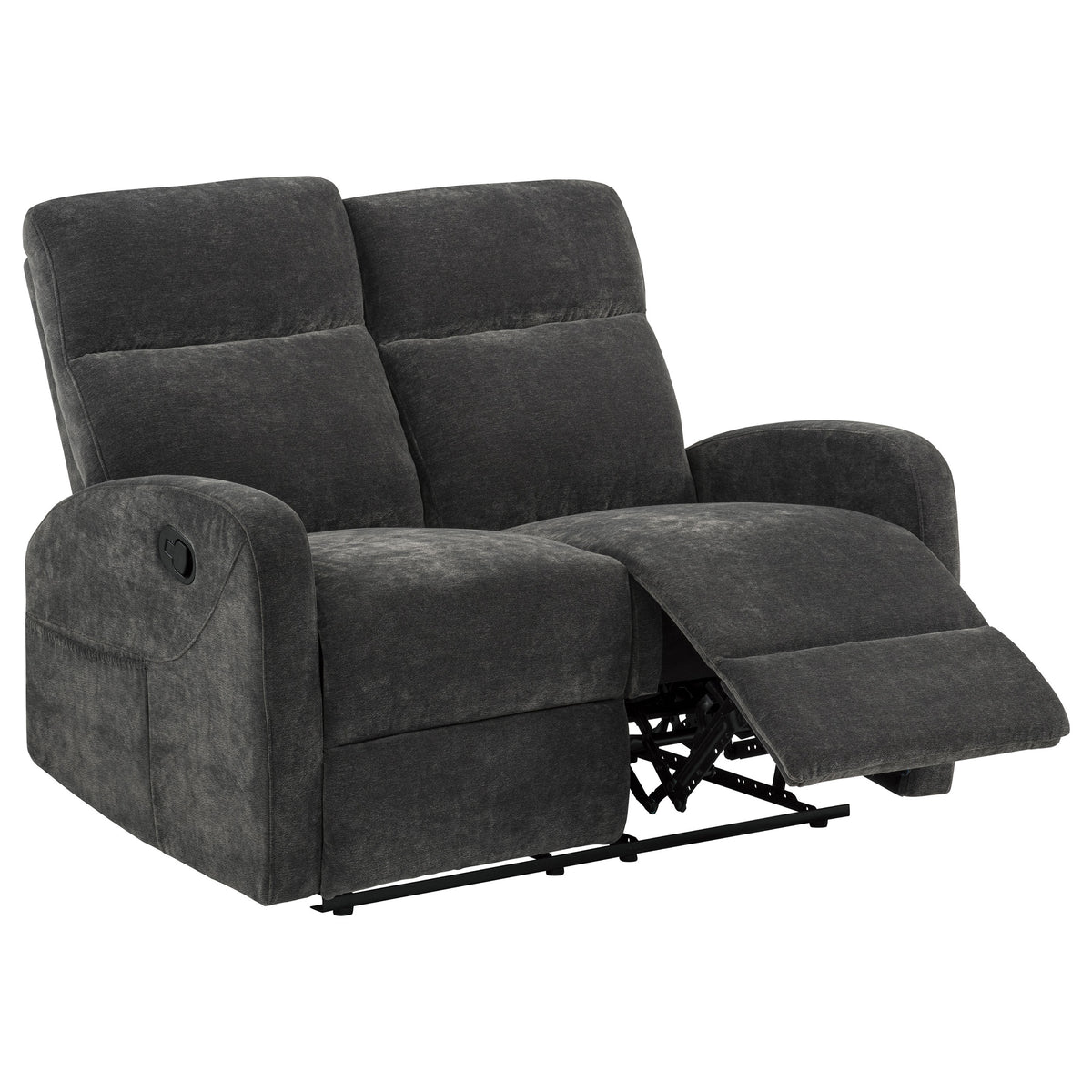 Hamilton 3-piece Chenille Manual Reclining Sofa Set Charcoal Grey