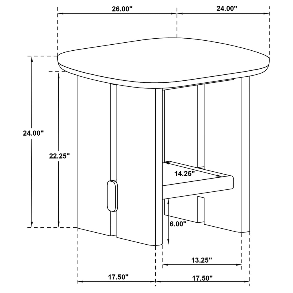 Kailani Coastal Square End Side Table with Shelf Beige Oak
