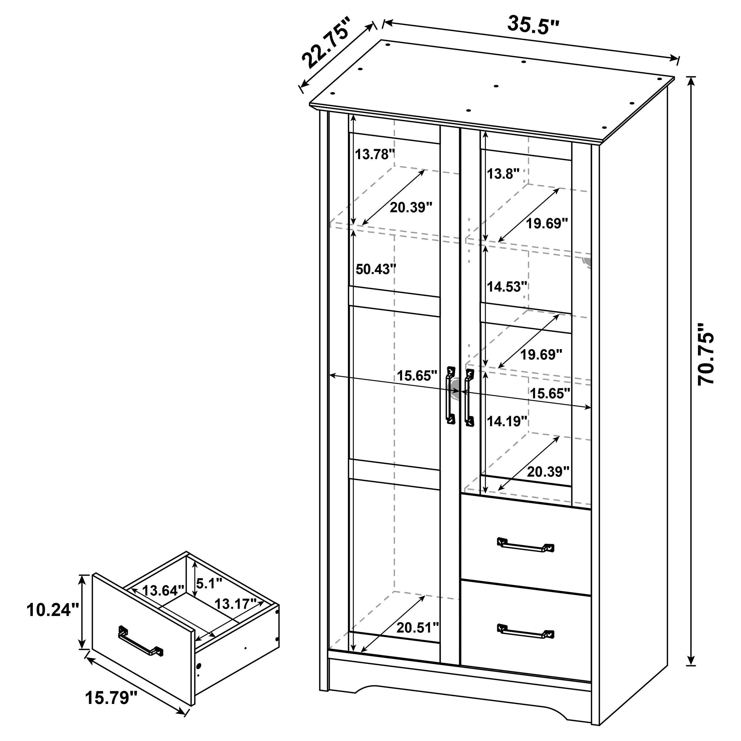 Cassara 2-door Bedroom Wardrobe Storage Cabinet Armoire Latte