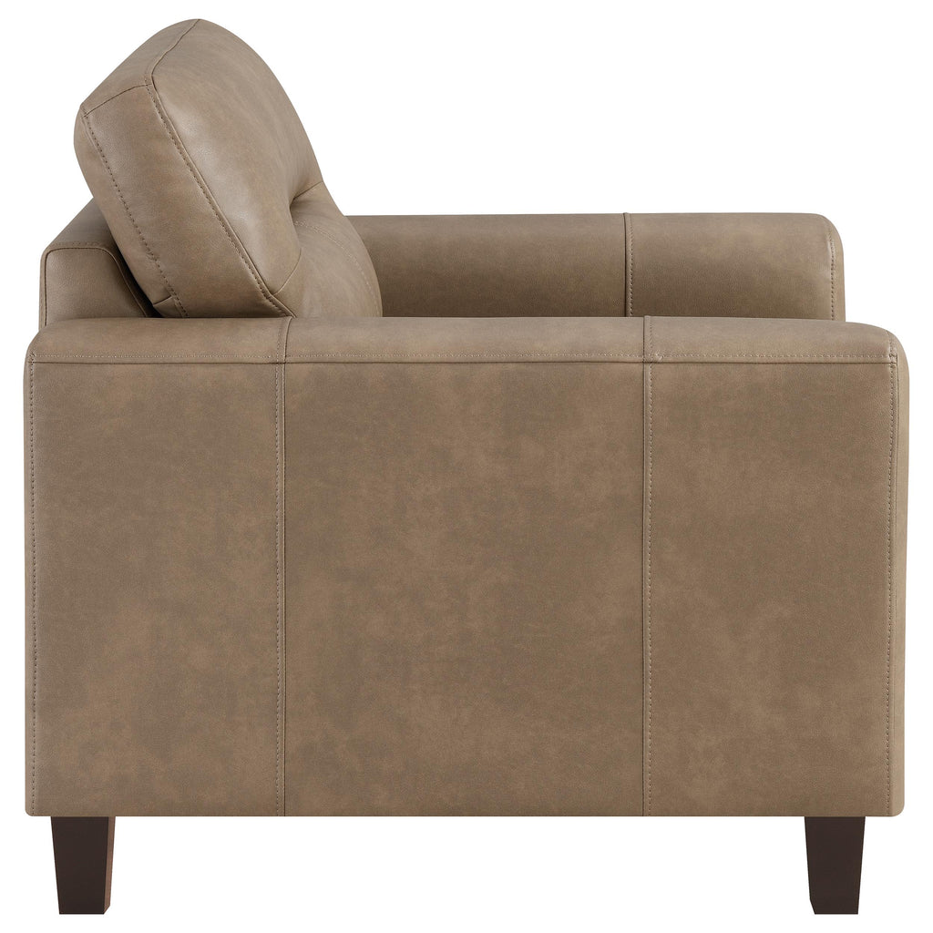 Scotland Faux Leather Upholstered Track Arm Chair Brown