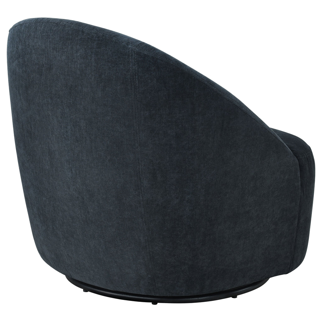Leon Chenille Upholstered Swivel Accent Chair Black