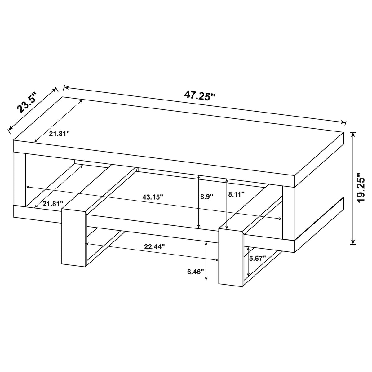 Dinard Engineered Wood Cocktail Coffee Table Latte
