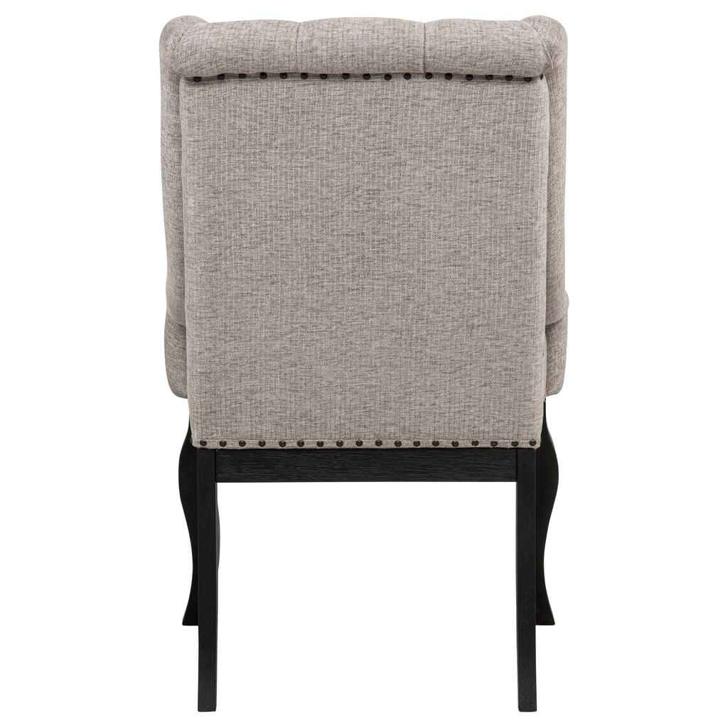 Phelps Upholstered Dining Arm Chair Tan Distressed Noir (Set of 2)
