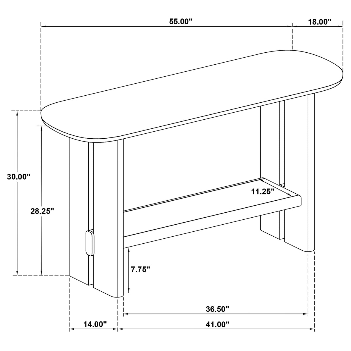 Kailani Coastal Sofa Console Table with Shelf Beige Oak