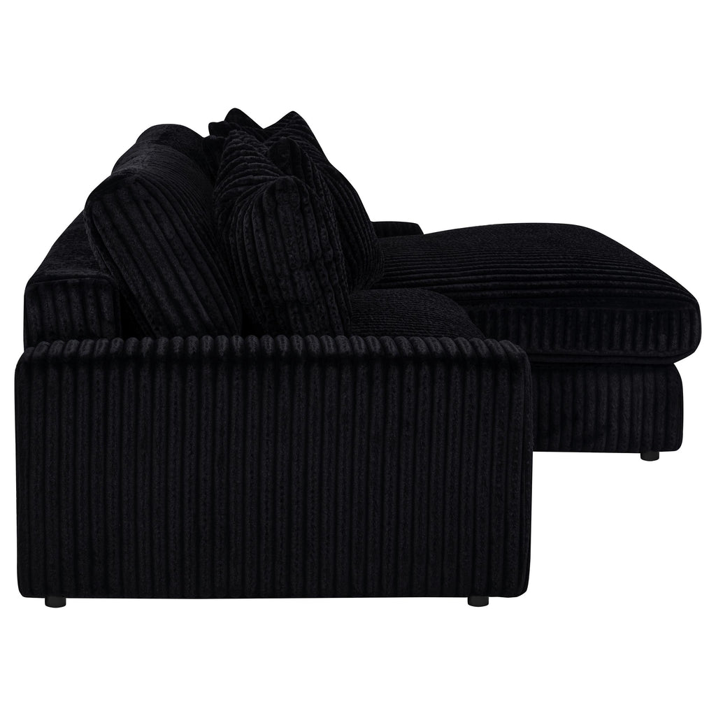 Blaine Upholstered Reversible Chaise Sectional Sofa Black