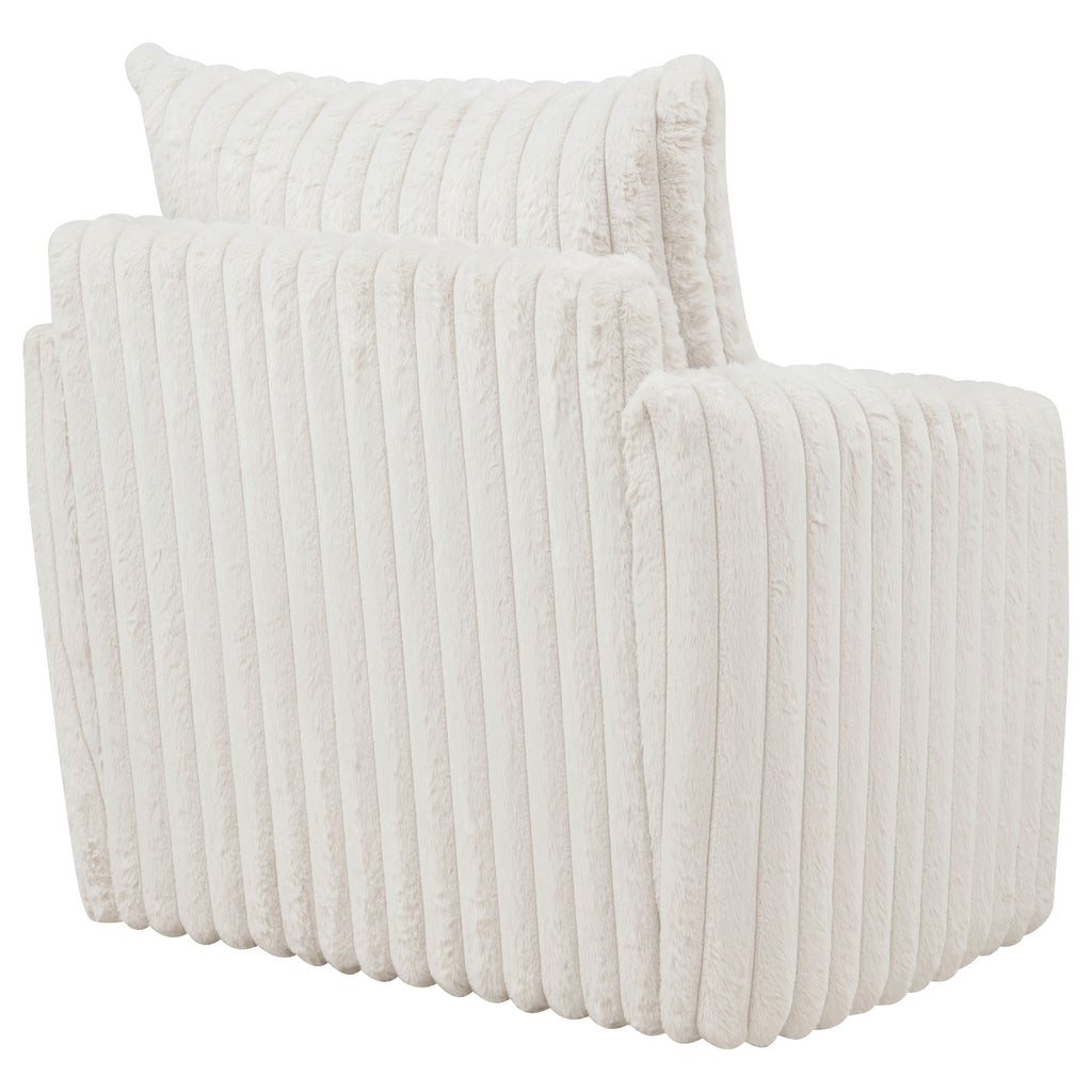 Sarco Corduroy Upholstered Swivel Accent Arm Chair Ivory