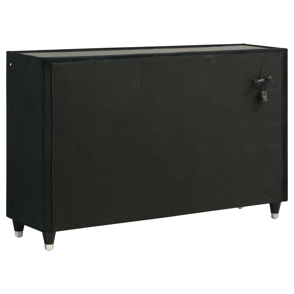Ravenne 5-piece Velvet Upholstered Queen LED Bedroom Set Black