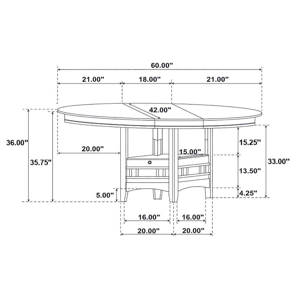 Lavon Oval 60-inch Counter Height Extension Dining Table Espresso