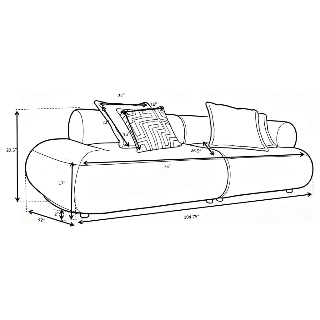 Byrne 105-inch Velvet Modular Bumper Sectional Sofa Rust