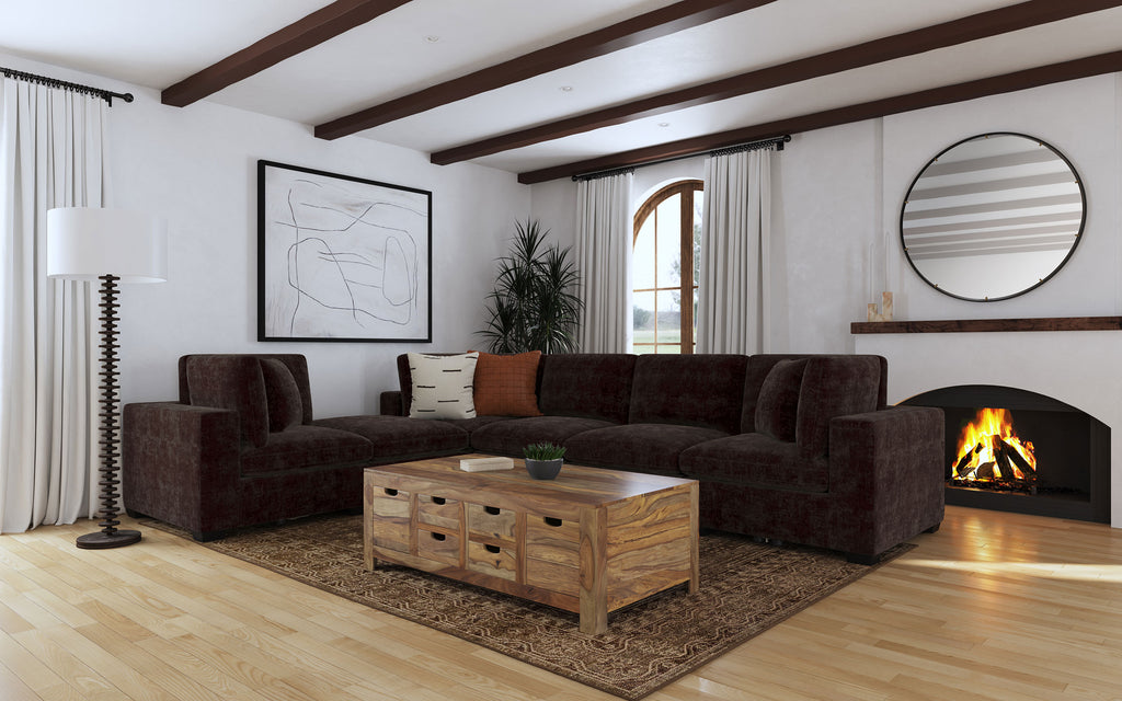 Cloud Lux Upholstered Corner Chair Dark Chocolate