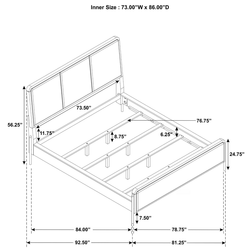 Arini 56-inch California King Panel Bed Cream and Black
