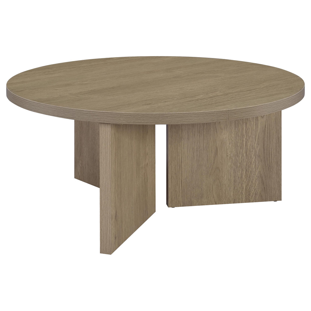 Aragon 2-Piece Round Coffee and End Table Set Latte
