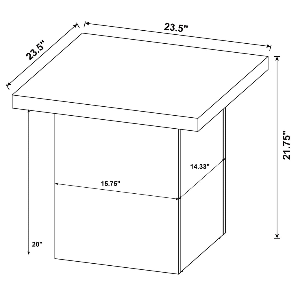 Devar Square Engineered Wood Side End Table White High Gloss