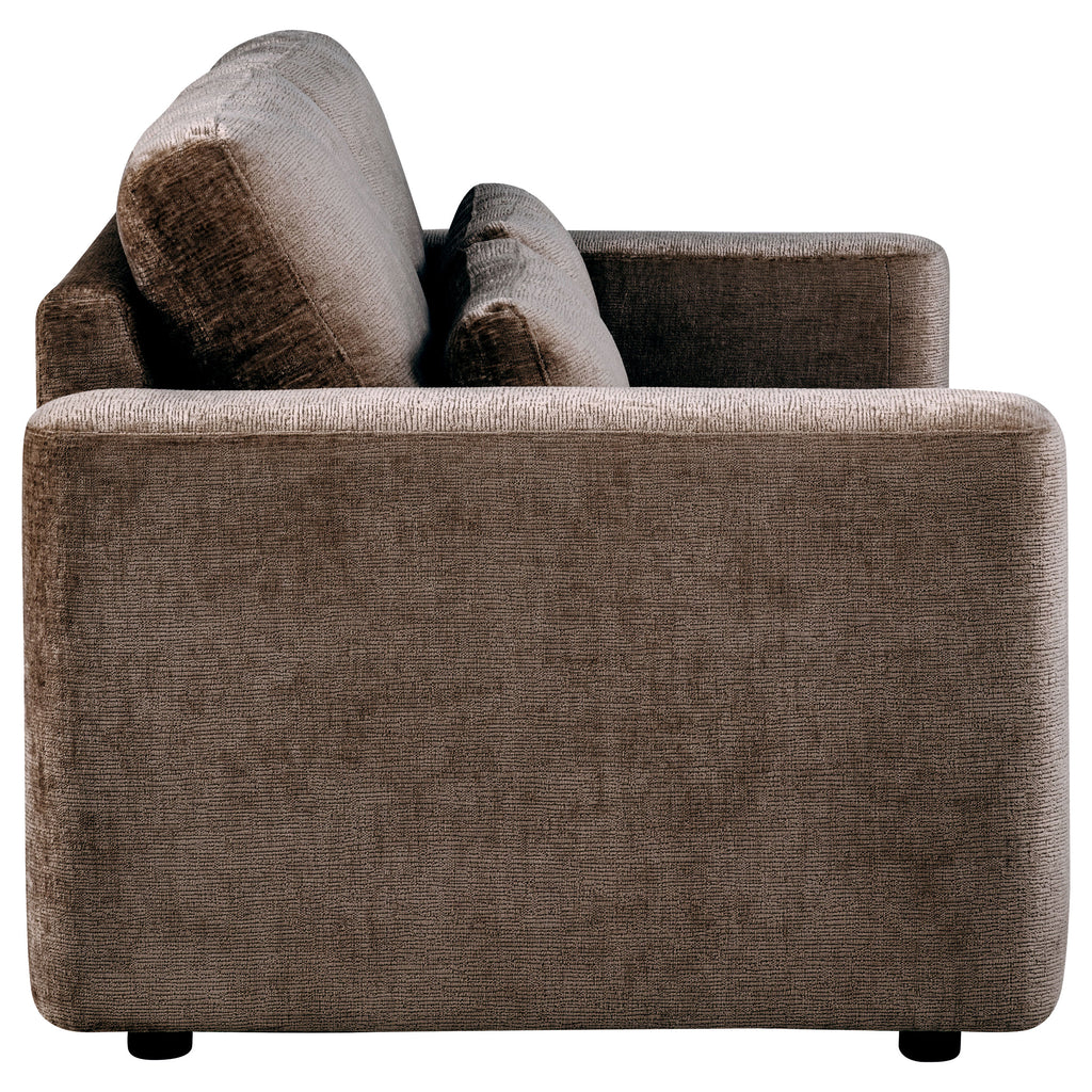 Amador Chenille Upholstered Track Arm Loveseat Chocolate