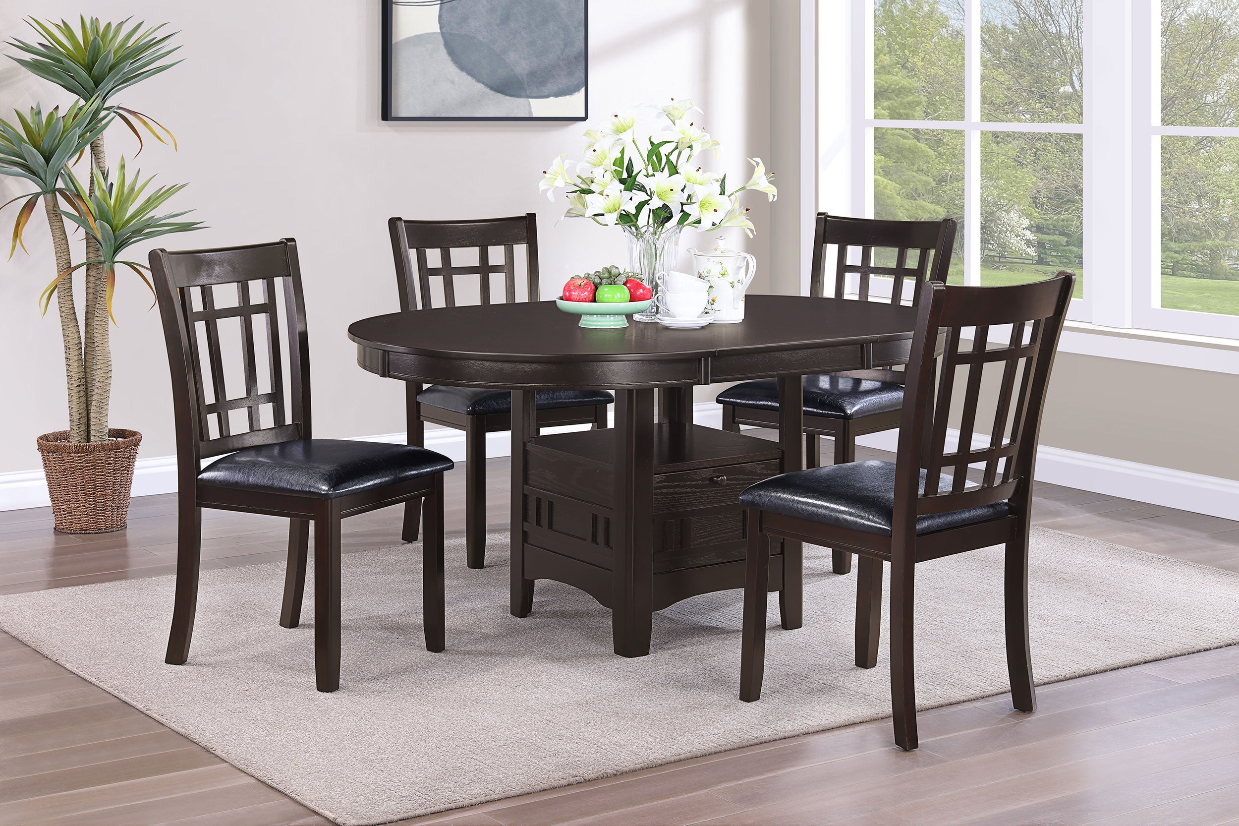 Lavon Oval 60-inch Wood Extension Leaf Dining Table Espresso