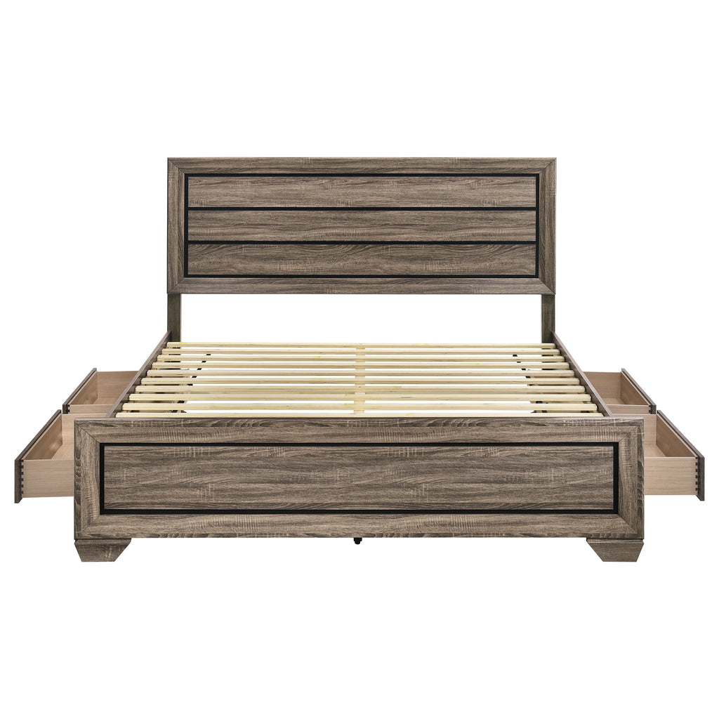 Kauffman Wood Eastern King Storage Panel Bed Washed Taupe