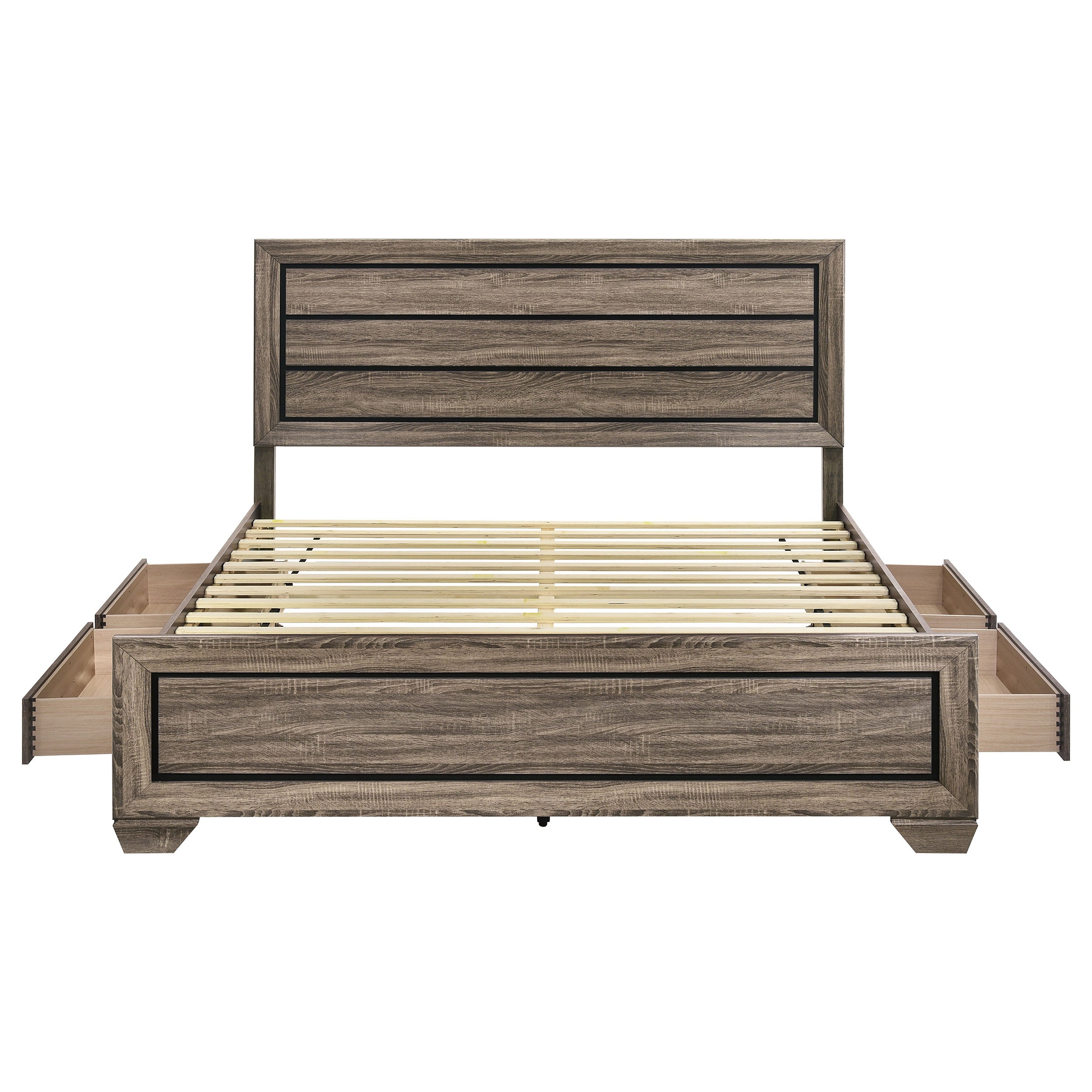 Kauffman Wood Eastern King Storage Panel Bed Washed Taupe