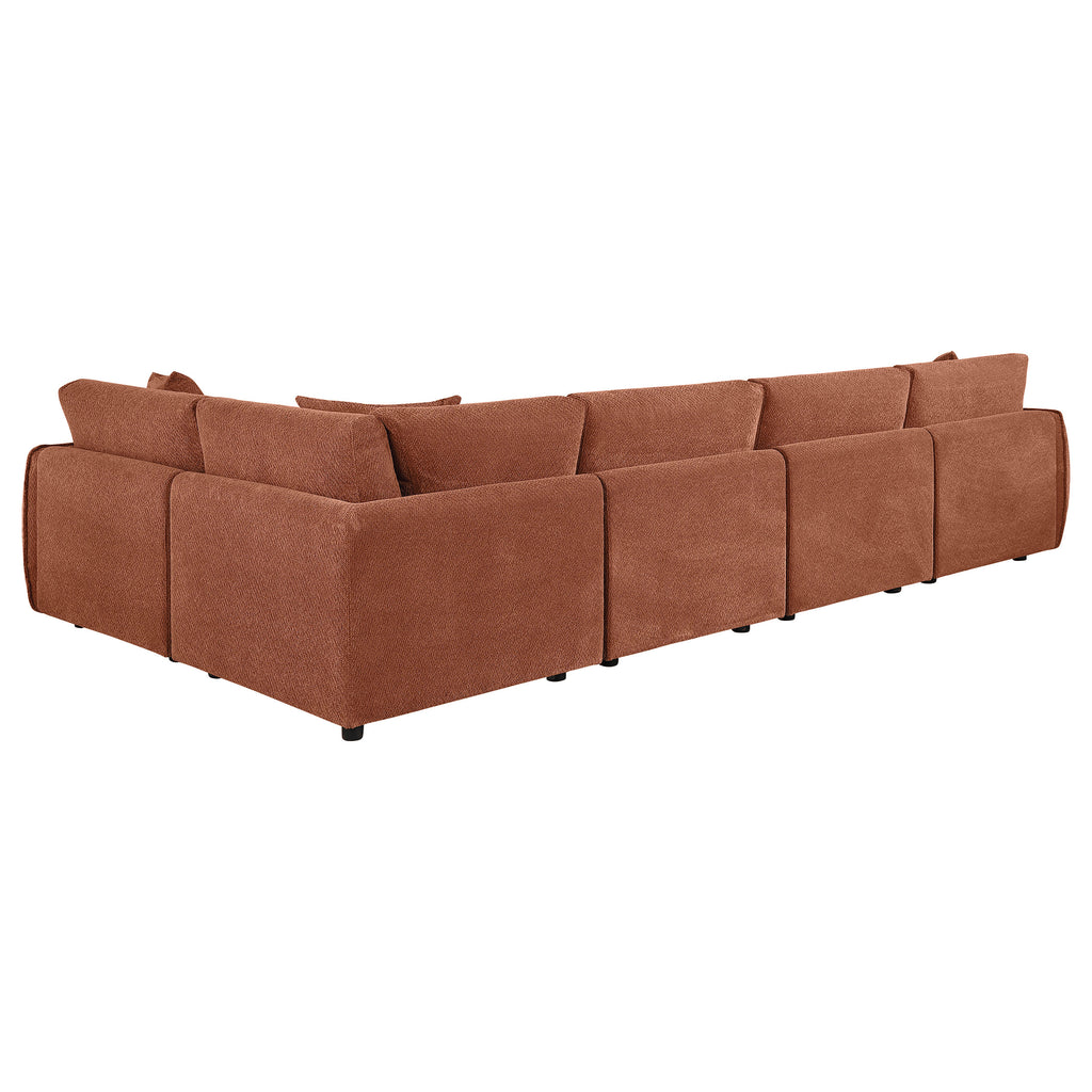 Elysia 5-piece Fabric Upholstered Modular Sectional Sofa Coral