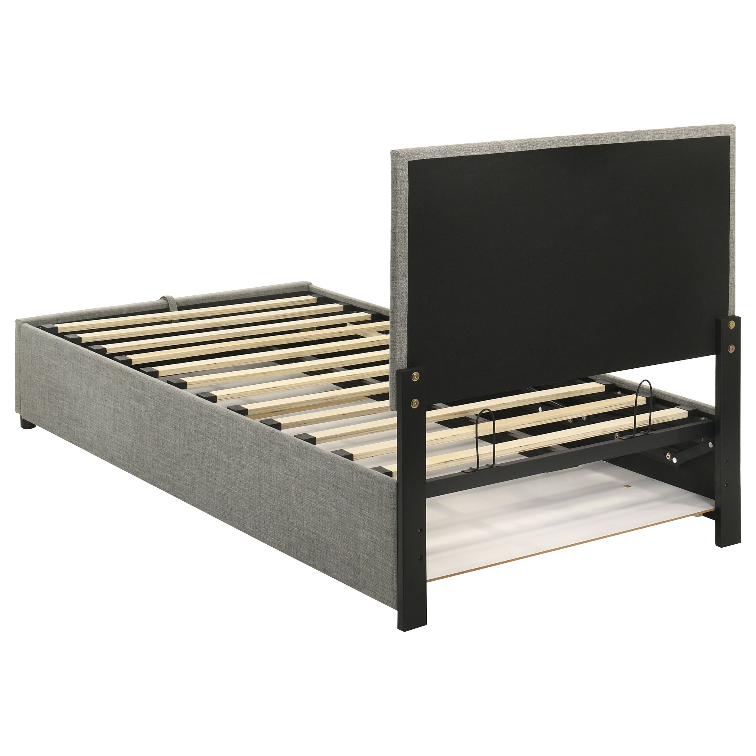 Reeves Upholstered Twin Lift-Top Storage Platform Bed Grey