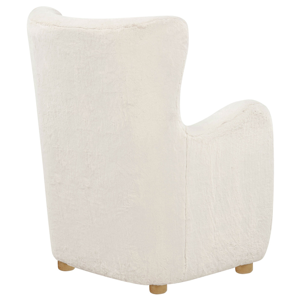 Thornton Faux Fur Upholstered Wingback Lounge Accent Chair Ivory