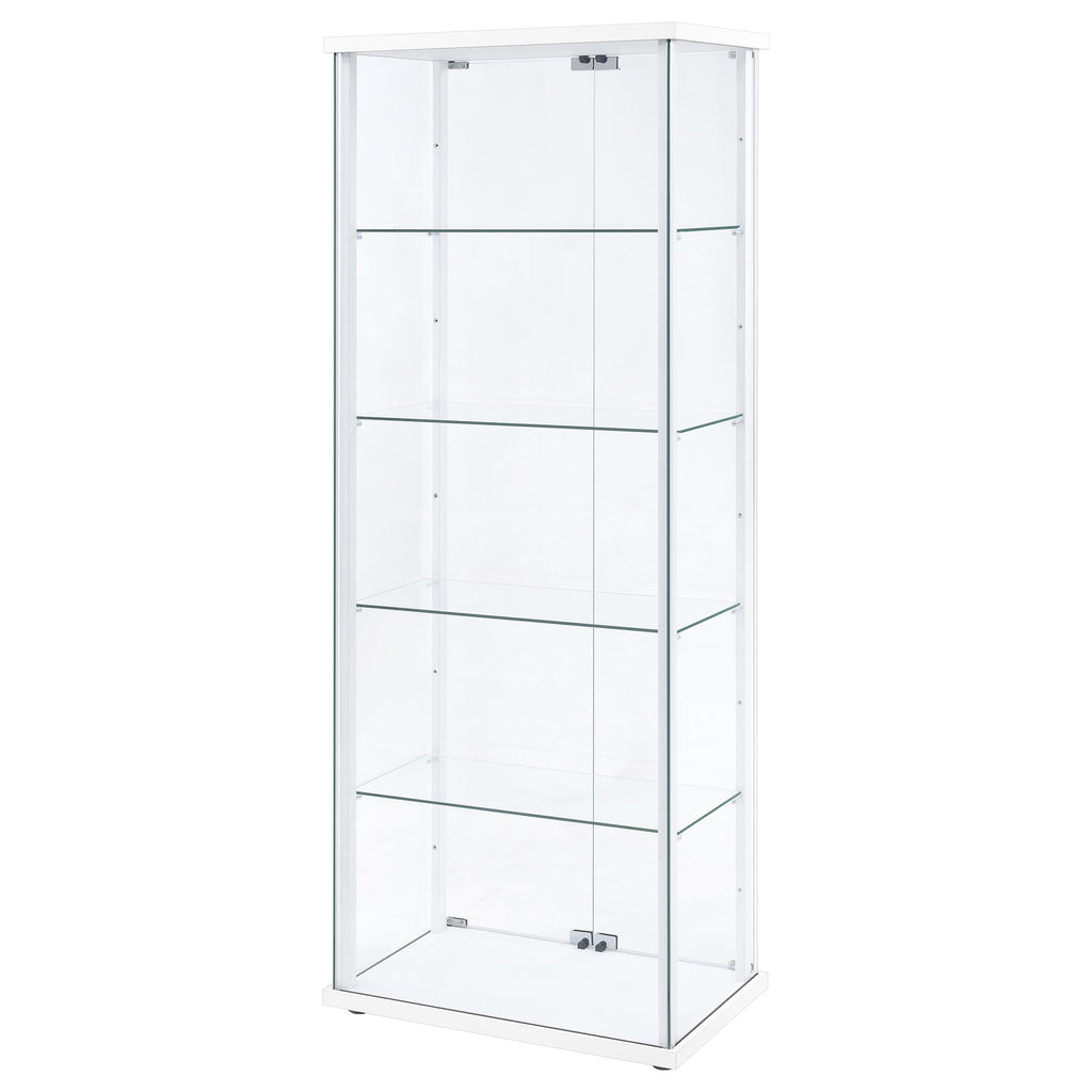 Delphinium 4-Shelf Clear Glass Curio Display Cabinet White